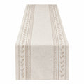 Chemin de table beige brodé avec motif feuilles 180x40 cm