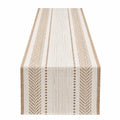 Chemin de Table Rayé Beige et Blanc avec Ourlet Cousu 180x40 cm