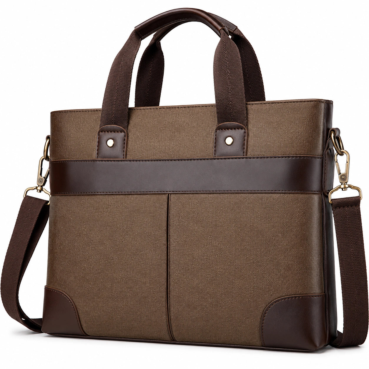 Sacoche d'affaires en toile marron avec sangle ajustable