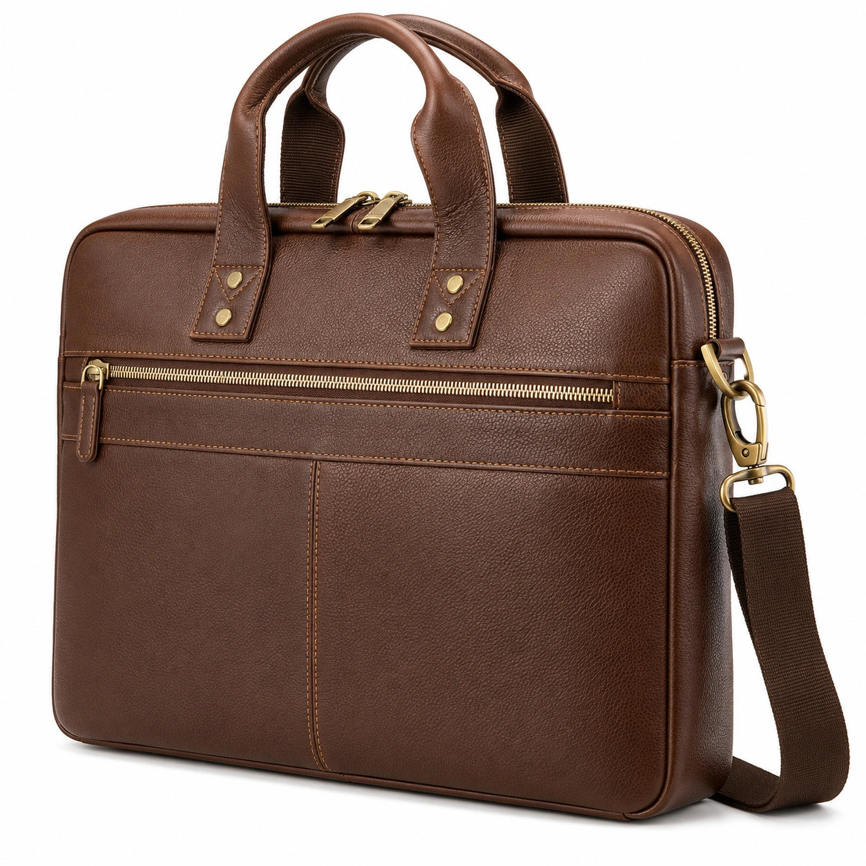 Sacoche pour Ordinateur Portable en Marron avec Fermeture Éclair