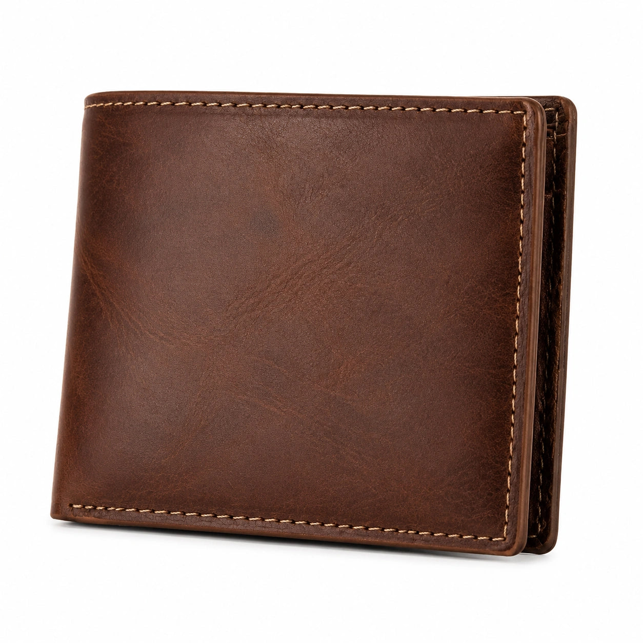 Portefeuille Pliable pour Homme en Cuir Marron