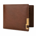 Portefeuille en cuir marron avec fermeture métallique