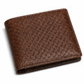 Portefeuille pliant avec motif tressé marron