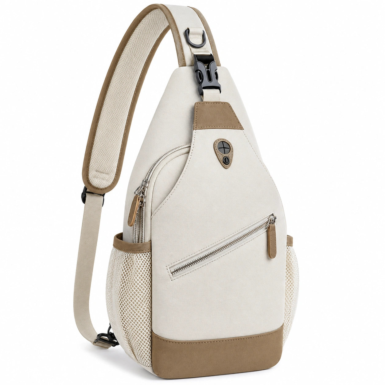 Sacoche à Bandoulière Ergonomique Beige et Marron
