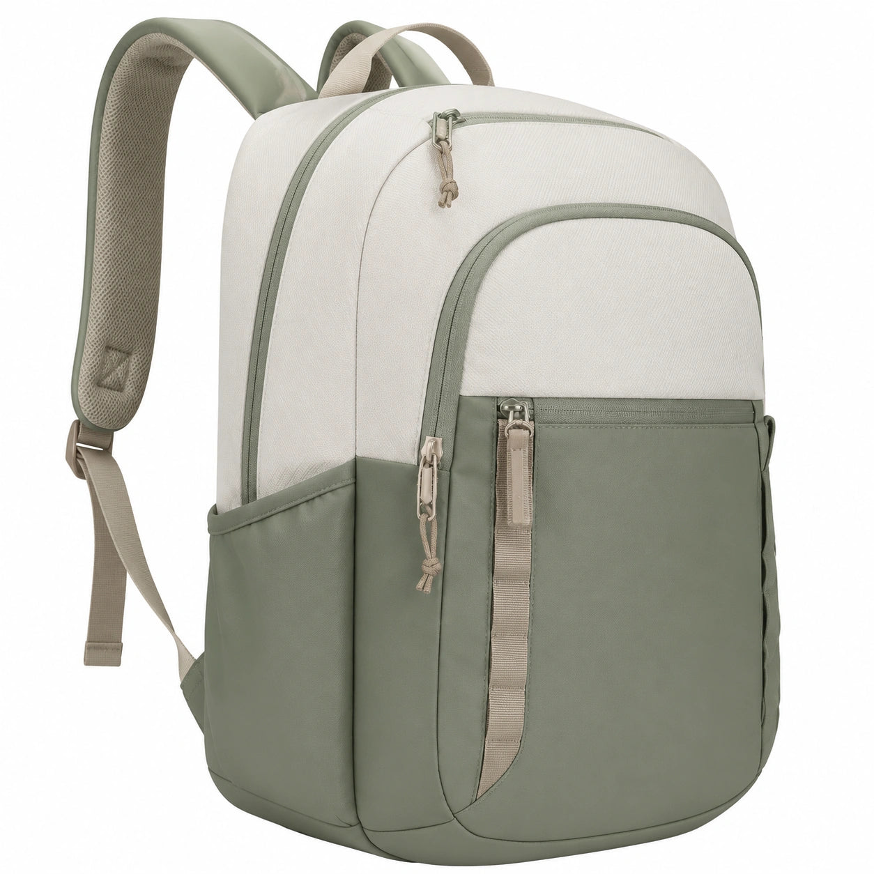 Sac à dos moderne pour ordinateur 17 pouces beige et vert
