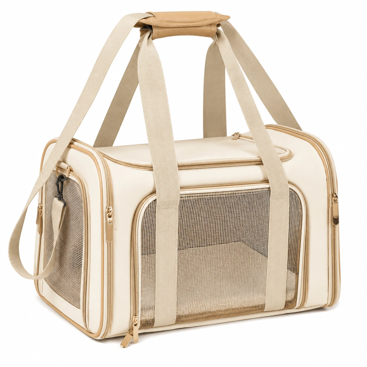 Sac de Transport pour Animaux Maille Respirante Beige
